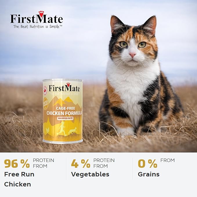 FirstMate Wet Cat Food Limited Ingredient Cage-Free Chicken Formula – Grain Free, High Protein, Single Ingredient, Canned Cat Food – 12.2 oz Case of 12