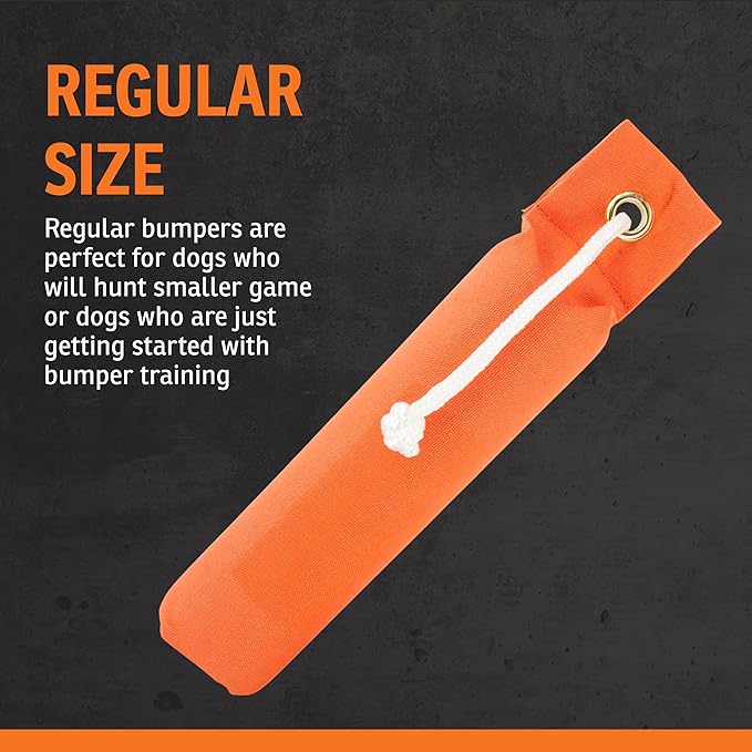 SportDOG Canvas Dummies - Hunting Dog Training Tool - Game Scent Absorber - Water-Ready Bumper - Durable Field Dummy - Weighted Toy - Standard Size - 2.75" W X 12" L - Orange