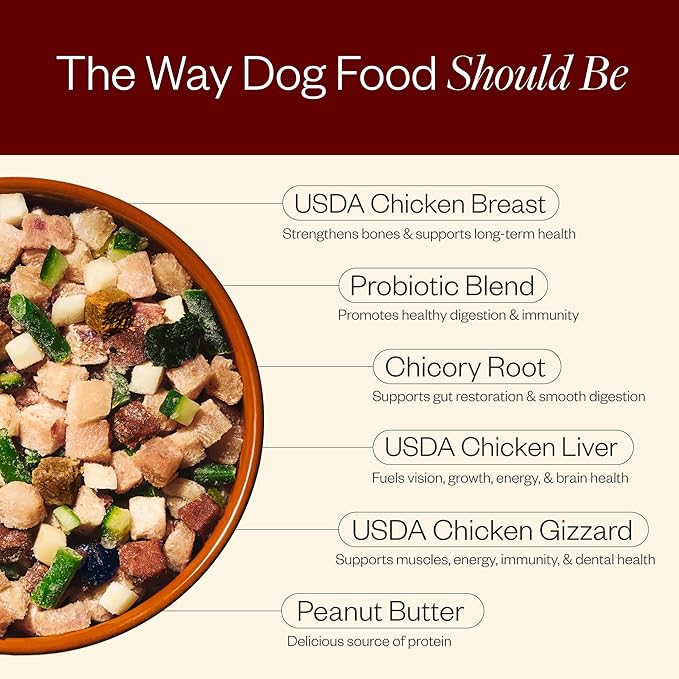Maev Human-Grade Chicken Dog Food, Weight & Digestion Formula, Whole Ingredient, Gluten-Free, High Protein Puppy & Dog Food, 10 lb