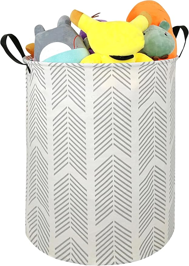 Kids Laundry Hamper Storage Basket Laundry Organizer Hamper Storage Bins Clothes Box Nursery Hamper Gift Basket with Handles (Gray)