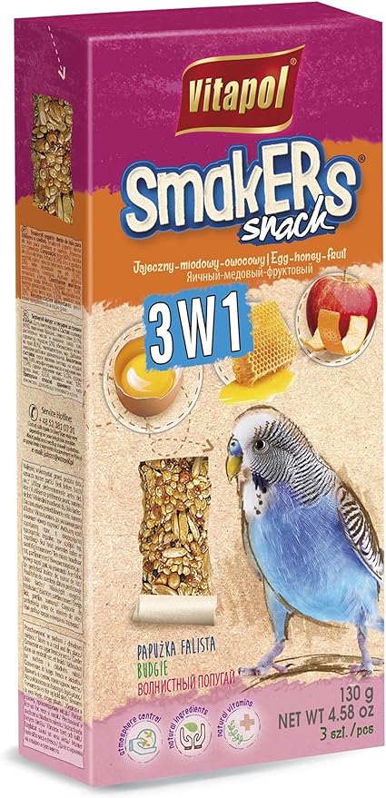 Vitapol Smakers by A&E Cage Co 3-in-1 Variety Treat Sticks for Parakeets – Triple Pack Bird Treat Sticks – Assorted Flavor Hanging Snack Sticks for Parakeets, Budgies & Small Hookbills