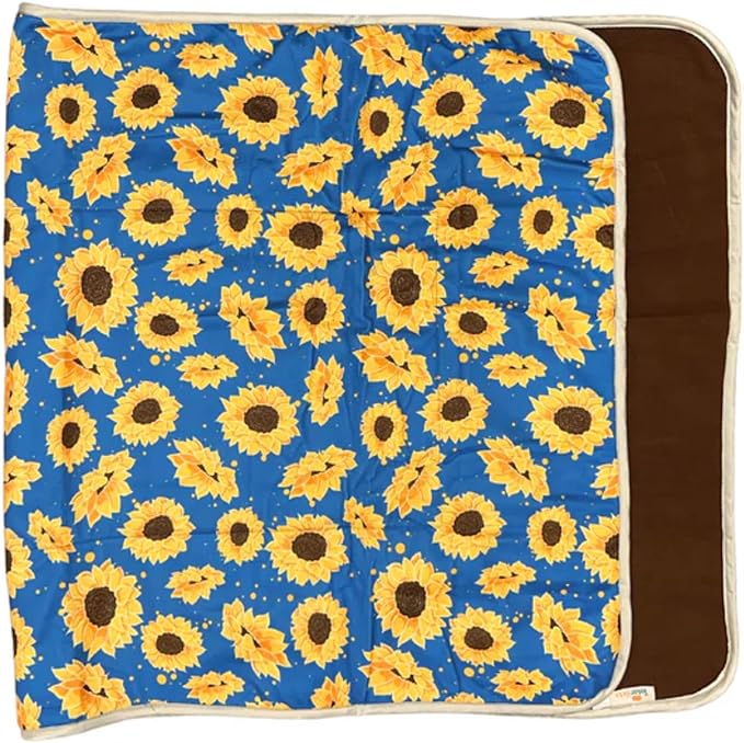 Tater Pets Guinea Pig Fleece Cage Liner - Tidy Mat - Lap Pad - Corner Pad - Absorbent - Machine Washable - for Guinea Pigs and Hedgehogs (2x3 C&C (28"x 42"), Sunflowers)
