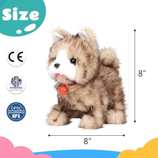 Walking Yellow Cat Animal Talking Wagging Nodding Educational Plush Toy Electric Interactive Animated Plushies for Girls Boys Birthday