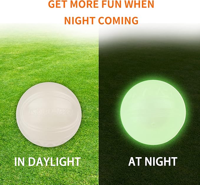SKIPDAWG Interactive Dog Glow Balls, Rubber Balls Light Up in the Dark, Dog Toys Squeaky Ball Durable TPR Light Weight, Bouncy Glowing Ball Size 2.5 Inches, 2 Pack