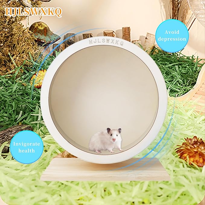 11.42IN Hamster Silent Exercise Wheel – Wooden Hamster Wheel with Removable Washable Track, Quiet Wheel for Gerbils, Mice, Small Pets – Prevents Boredom Depression