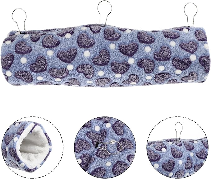 ARTIBETTER Adorable Hamster Tunnel and Hanging Plush Chinchilla Hammock Soft Small Animal Hideout Warm Cage Accessory for Ferrets, Guinea Pigs, and Sugar Gliders
