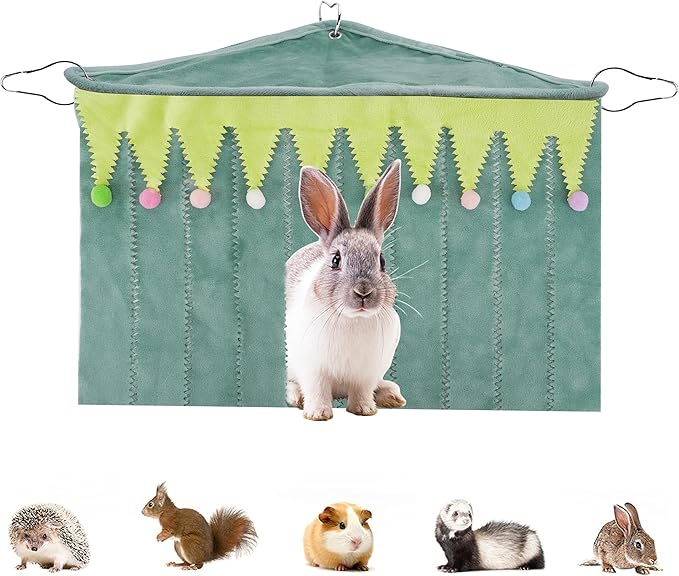 Forest Cage Corner Hideout, Pets Corner Hideout for Guinea Pigs, Rabbits, Ferrets, Chinchillas, Gerbils, Hedgehogs (Green)