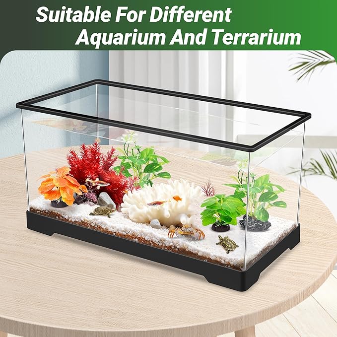 GOZILLA Fish Tank Plants, Reptile Artificial Plastic Plants, Reptile Plants for Terrarium, Aquarium Decorations Resin Pedestal Ornaments for Fish Tank Accessories Set.(4PCS/B-Set)