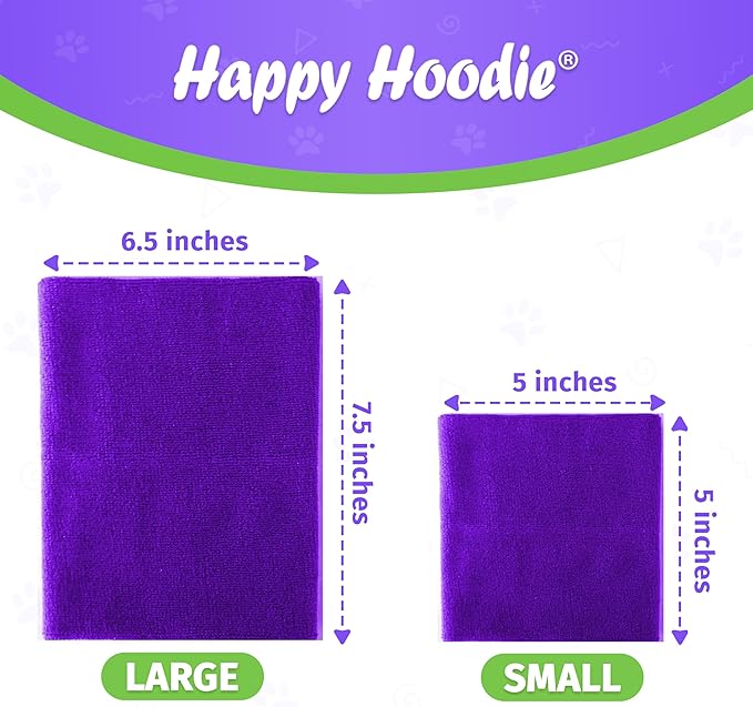 Happy Hoodie The Original Dog & Cat Calming Band - American Brand - Anxiety Relief/Noise Protection-Grooming-Thunder-Fireworks 2 Pack Purple (1 Small, 1 Large) - Since 2008