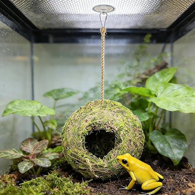 Reptile Hide Bearded Dragon Tank Accessories Natural Moss Leopard Crested Gecko Tank Accessories Handmade Humid Reptile Snake Hide for Ball Python Tortoise Frog