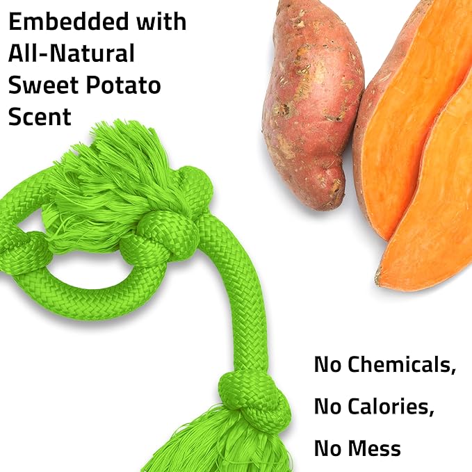 Playology Dog Toys | Dri-Tech Rope Tug of War Dog Toy for Tough Chewers | Sweet Potato Scented Mega Size Tug Rope Toys for Extra Large Dogs