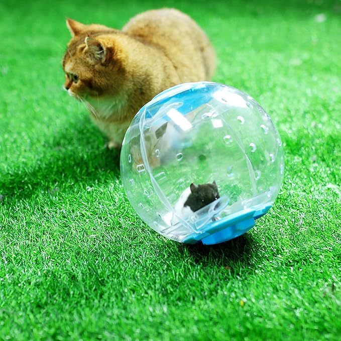 Hamster Ball, Transparent Hamster Running Ball Exercise Wheel Cage Accessories Hamster Toys, Large Space, Reduce Boredom, Increase Activity (Blue, 7.1inch)