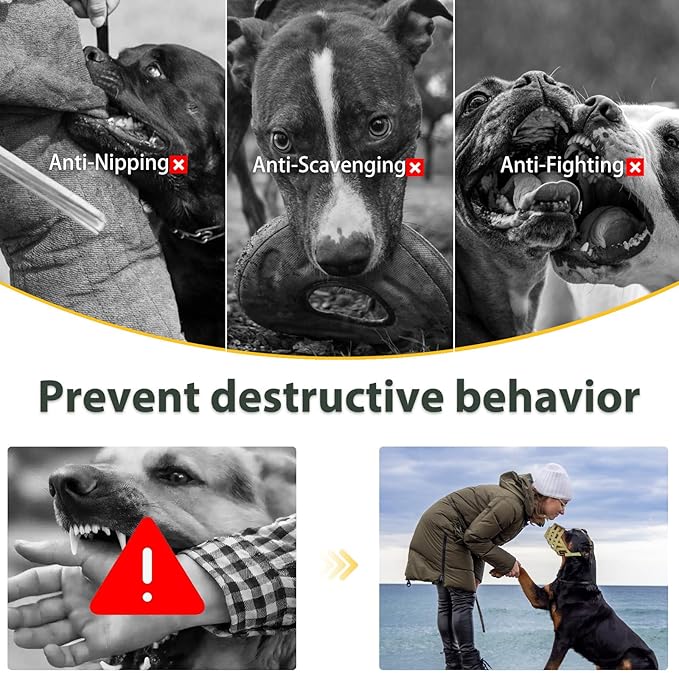 Mayerzon Pitbull Muzzle for Large Medium Sized Dogs to Prevent Biting Scavenging, Basket Muzzle for Rottweiler Staffordshire Terrier in Grooming Training, Allow to Pant Drink, Lightweight and Sturdy