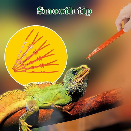 5-Pack Reptile Feeding Tongs Set - Hygienic Anti-Slip Orange Tweezers for Bearded Dragons, Lizards, Snakes, Aquariums & Small Animals(Five Colors to Choose from)