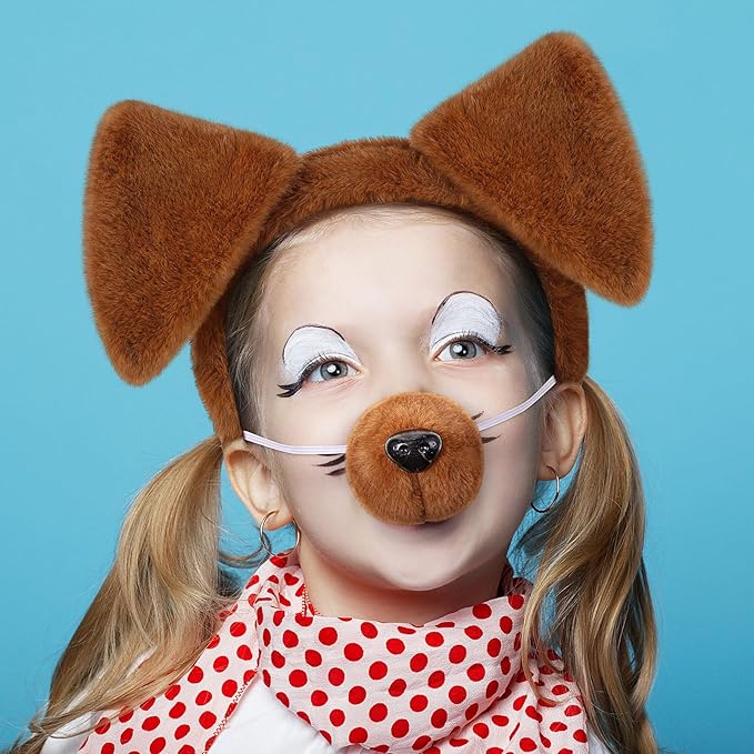 SATINIOR Puppy Dog Costume Set Ears Headband Nose Bow Tie Tail Animal Cosplay for Halloween