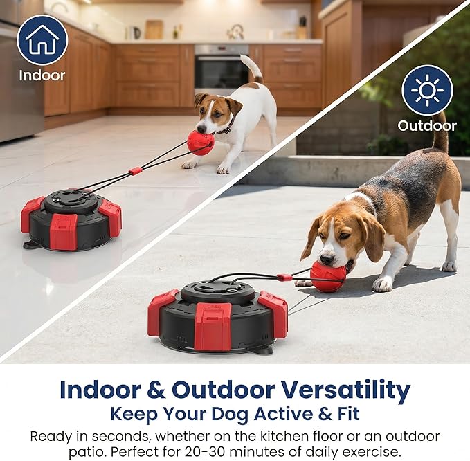 Interactive Dog Toys Tug of War for Small Medium Dogs, Rotating Lock Suction Cup Dog Toy to Keep Them Busy, Steel-Core Rope Puppy Teething Toy for Boredom, Durable Chew Toy for Tile Wood Floor