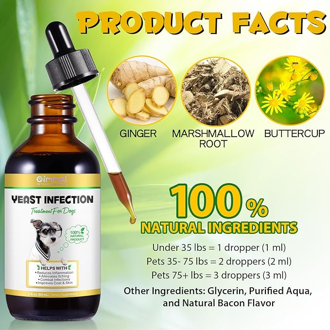 VOSIFSDIY Yeast Infection Treatment for Dogs, Natural Dog Yeast Infection Treatment Supports Itch Relief, Ear Infection, Allergy Relief, Pet Supplies Dog Herbal Supplement, Bacon Flavor