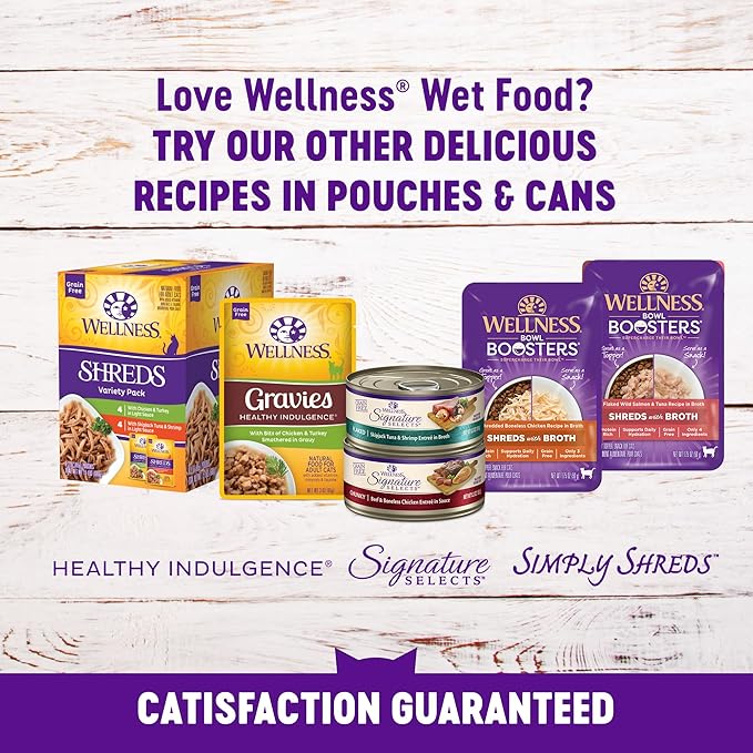 Wellness Healthy Indulgence Gravies Variety Pack Adult Wet Cat Food, Natural, Protein Rich, Grain Free, 2 Flavors, 3 oz, Pack of 8 Pouches