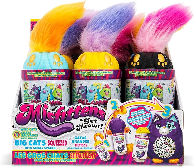 Basic Fun Misfittens Cats - Surprise Collectible Plush - Series 3 Wild Cats, Kittens, Stuffed Cat Plushie, Furry Surprise Toy for Girls, Boys, Kids and Toddlers Ages 3+