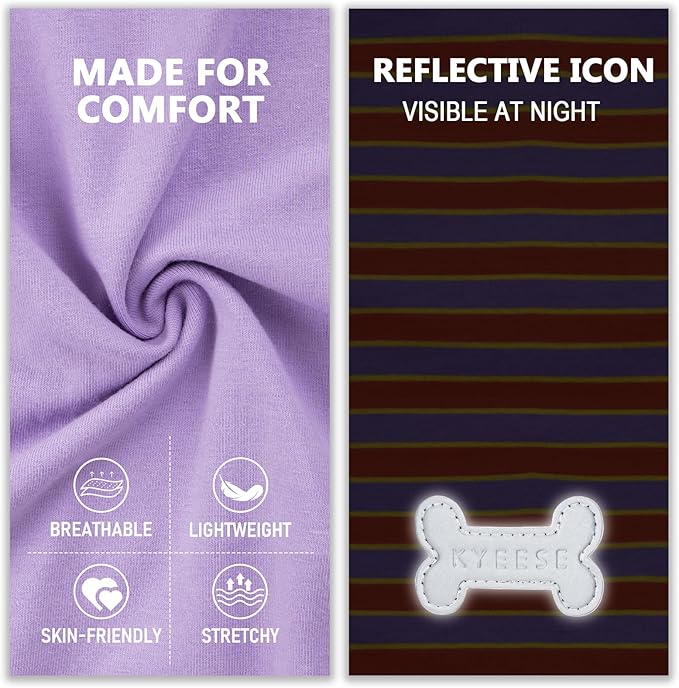 KYEESE 2Pack Dog Shirt, Soft Striped Dogs T Shirts, Lightweight Pet Tank Top, Sleeveless Dog Shirt for Large Dogs, Stretchy Comfortable Pet Vest, Purple+Orange Striped, 3XL