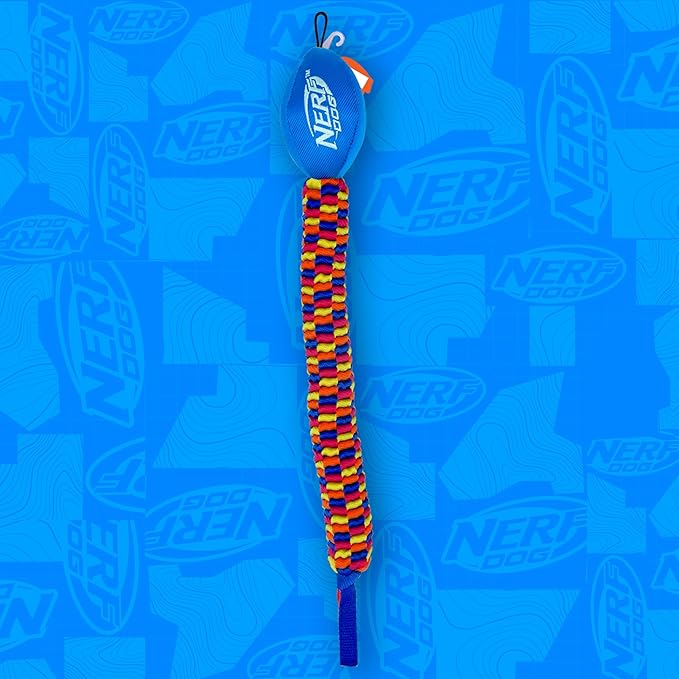 Nerf Dog Rainbow Vortex Chain Tug Dog Toy, Lightweight, Durable and Water Resistant, 19 Inches, For Medium/Large Breeds, Single Unit, Rainbow Colored