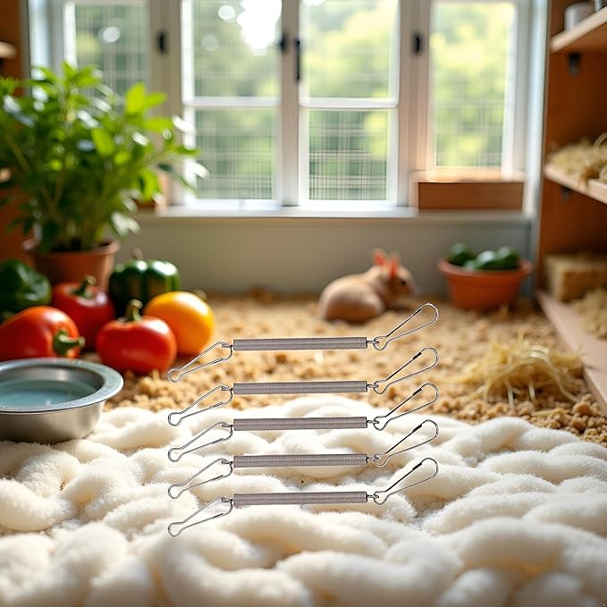 5Pcs Spring with 2 Clips Used Singly or in Combination to Hold Rabbit Water Dispenser Drinking Bottle for Small Animals Feeding and Watering Supplies Pet Supplies