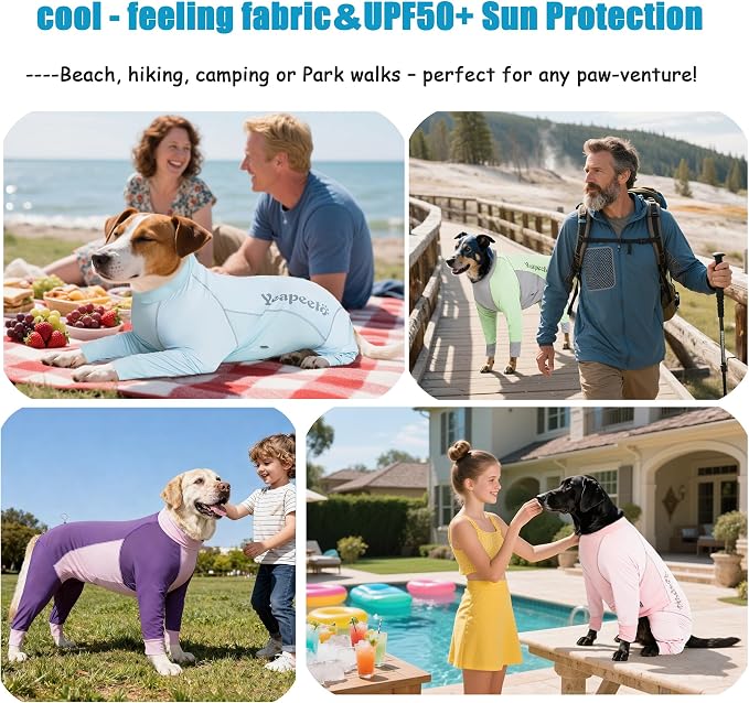 Dog Sun Protection Cooling Suit UPF 50+, Quick-Dry Breathable Jumpsuit for Large & Medium Dogs, Outdoor Dirt-Resistant Shedding Control Pet Apparel (Ice Blue, 5X-Large)