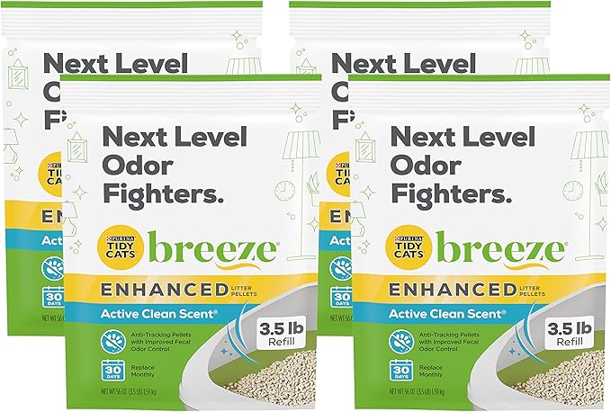 Purina Tidy Cats Breeze Litter Pellets, Enhanced Litter Pellets 3.5 lb (Pack of 4)