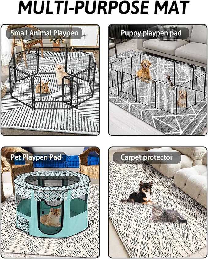 BNOSDM 91" X 63" Washable Bunny Cage Liners Large Rug for Rabbits Large Non Slip Pad for Bunnies Resuable Rabbit Liner for Chinchillas Cats