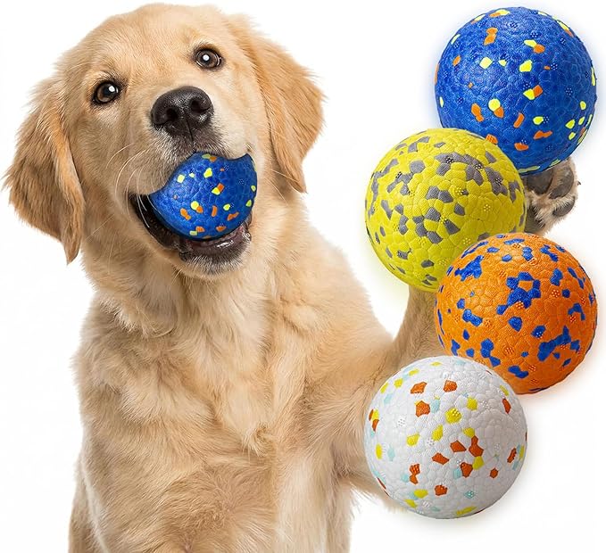 Dog Ball Toys Dog Tennis Ball for Aggressive Chewers Indestructible Bouncy Lightweight Water Toy Fetch Ball for Large Medium and Small Dog