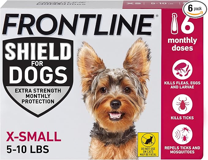 FRONTLINE Shield Flea & Tick Treatment for X-Small Dogs 5-10 lbs., Count of 6