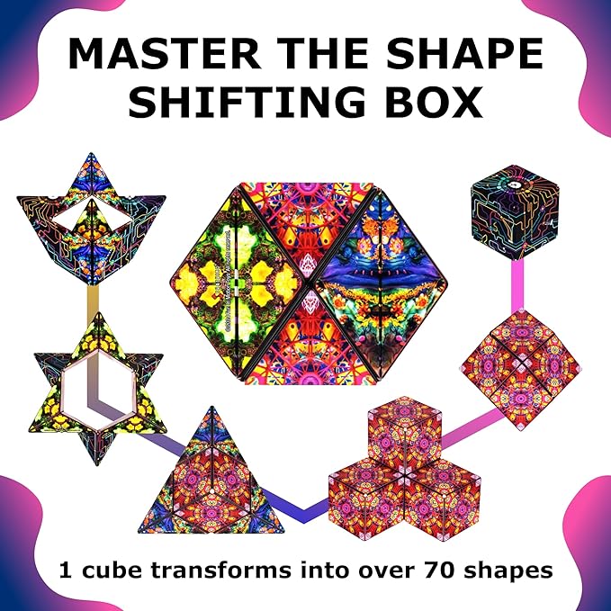 Shashibo Shape Shifting Box - Award-Winning STEM Fidget Toy with Ultra Strong Magnets - Puzzle Cube Transforms Into 100+ Shapes, Perfect Sensory Gift for Kids, Teens, and Adults (QDOT Map)