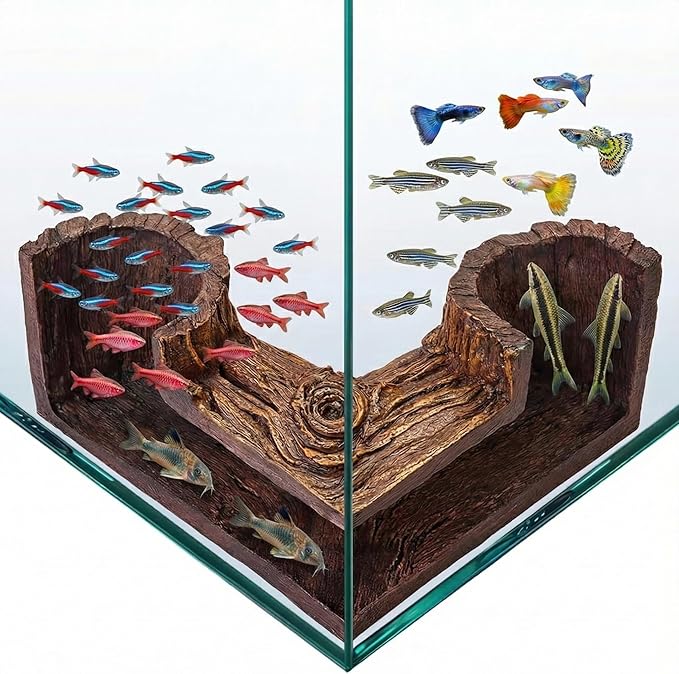 Fish Tank Decorations Aquarium Cave, Aquarium Decor Fish Hideout for Cory Catfish Betta Pleco Shrimp, Fish Tank Accessories & Betta Fish Tank Accessories, Natural Fish Tank Decor for Aquascape