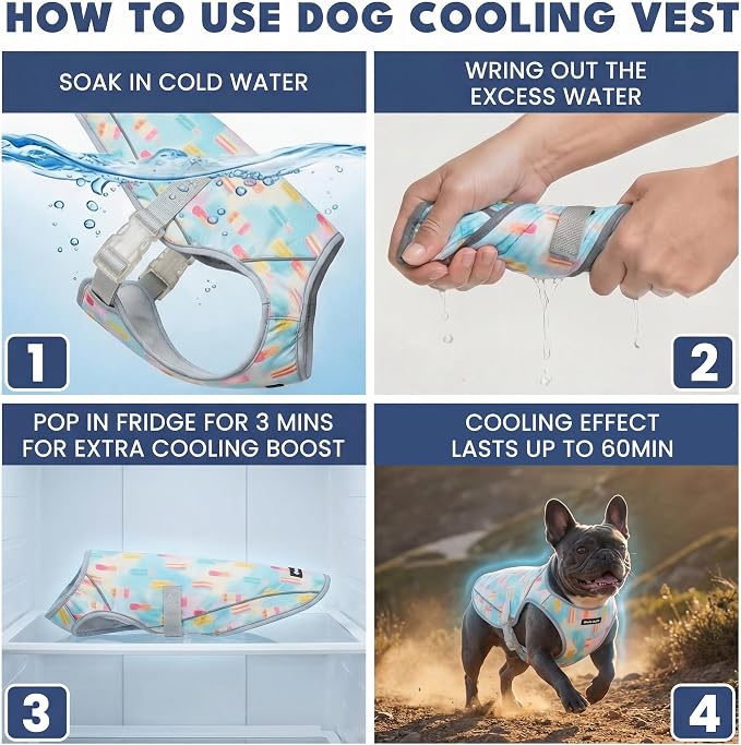 Spark Paws Dog Cooling Vest - SPF 50 UV Sun Protection - Summer Heat Relief Gear for Dogs, Lightweight, Evaporative Cooling - Dog Anxiety Relief Vest During Hot Days - Popsicles - Size XL