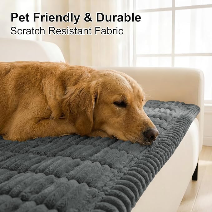 Smiry Couch Cover for Dogs, Non Slip Washable Sofa Protector for Pets, Soft Furniture Cover for Pet, Stylish Sofa Covers, Cozy Protect Against Fur, Dirt & Everyday Messes (Dark Grey, 27.6" x 70.9")