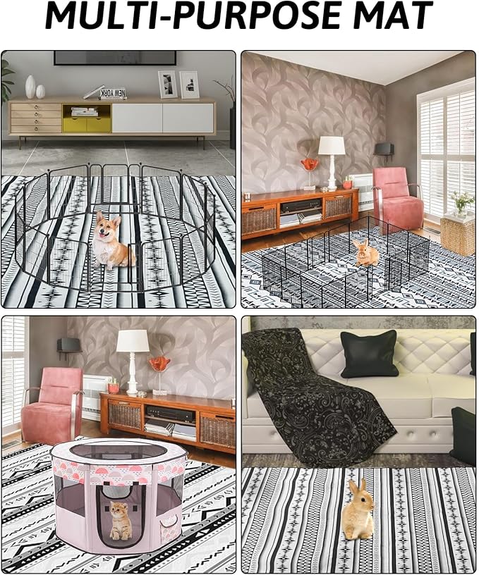 BNOSDM Extra Large Cage Liners for Rabbits 91" X 63" Washable Rabbit Pad Large Bunny Mat Anti Slip Rug for Bunnies Pet Carpet for Chinchillas Cats Guinea Pigs Dogs