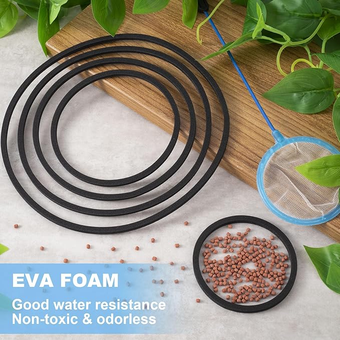 PAGOW 10pcs Fish Feeding Rings Set, Floating Aquarium Plant Corral, Round Fish Feeder Rings for Fish Tank, Floating Plant Ring, Fish Tank Aquarium Accessories for Betta (Black)