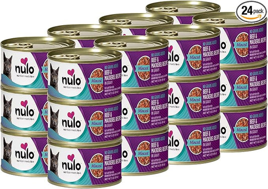 Nulo Beef & Mackerel Grain-Free Minced Wet Canned Cat Food, 3 Ounce (Pack of 24)