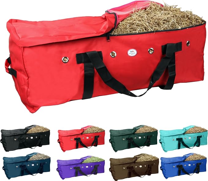 Majestic Ally 1200 D Nylon Fabric Large 44” x 20” x 16” and Extra Large 52" x 27" x21" Heavy-Duty Hay Bale Storage Bag (Red, X-Large)