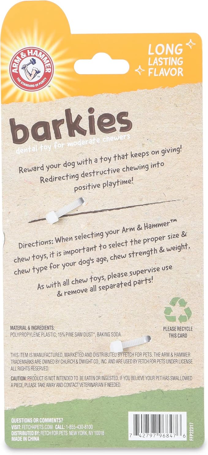 Arm & Hammer for Pets Barkies Tree Branch Compressed Wood Collection, 8 Inch Bacon Flavored Wood Blend Chew Toy for Dogs | Faux Stick, Splinter-Free, Safer & Durable Alternative to Chewing Sticks