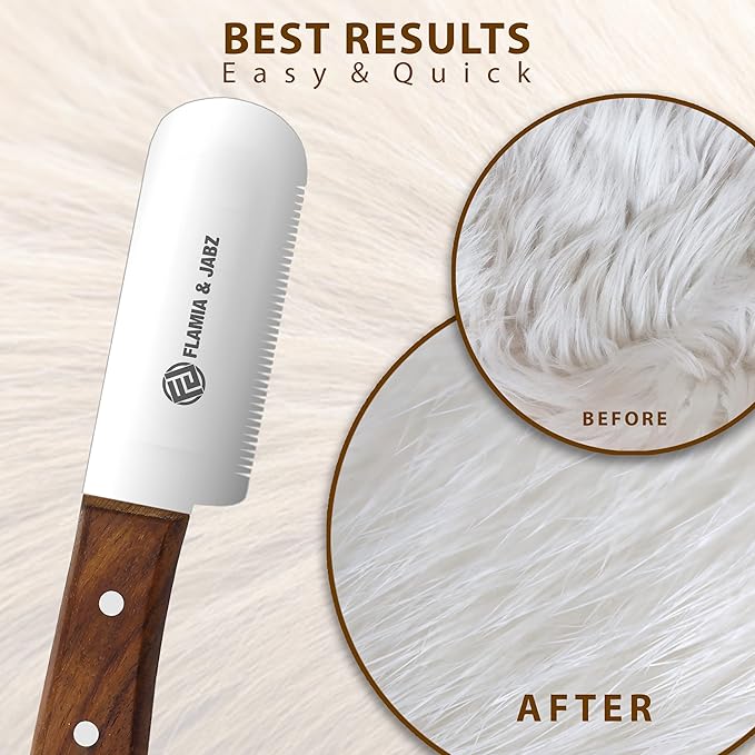 Professional Dog Grooming Hand Stripping Knife, Stripper Trimmer Tool, Red Meranti Wooded Handle non slip grip with Tripping Stainless Steel blade (Fine, Left Handed)