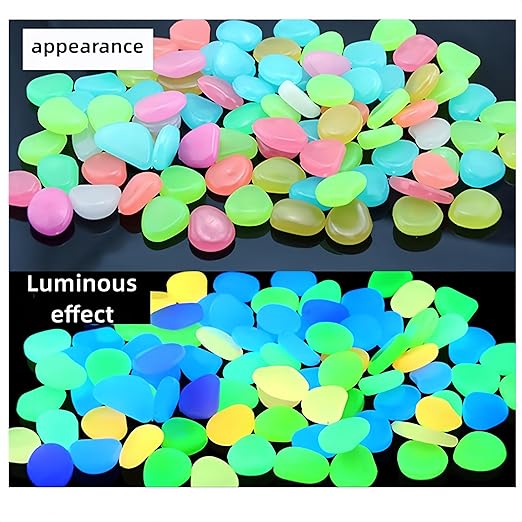 1000 PCS Glow in The Dark Pebbles, Mixed Color Luminous Stones, Waterproof Resin Glowing Rocks, Decorative Glow Gravel for Garden Pathway, Plant Pots, Aquarium, Yard and Home Indoor Outdoor Decoration