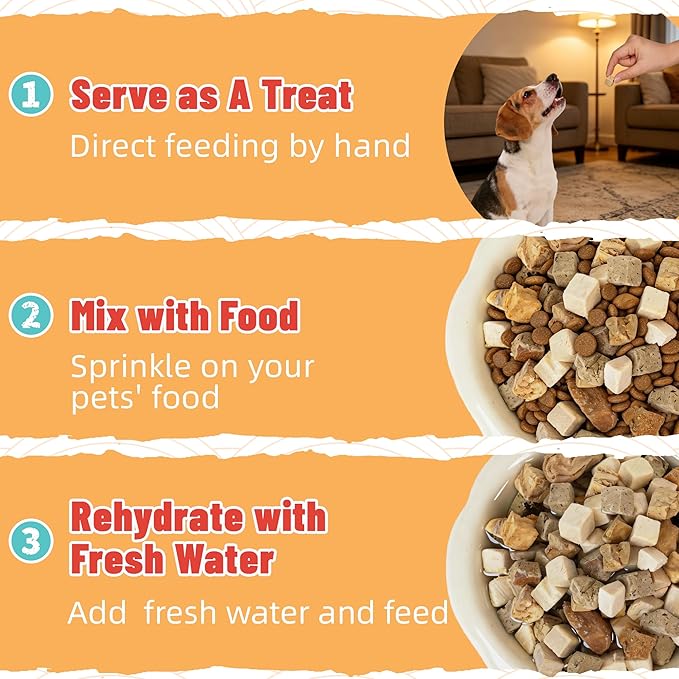 Just Try 16OZ Freeze-Dried Dog Treats Mixed Flavors for Dogs & Cats Raw Single Ingredient Chicken,Salmon, Beef Liver,Chicken Liver,Chicken Heart,Duck,Cod,High Protein Grain-Free Training Treats