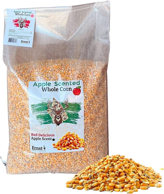Ernst Grain & Livestock Apple Scented Deer Corn, Whole Kernel Corn for Wildlife Feed and Hunting Attractant, 46 lb Bag