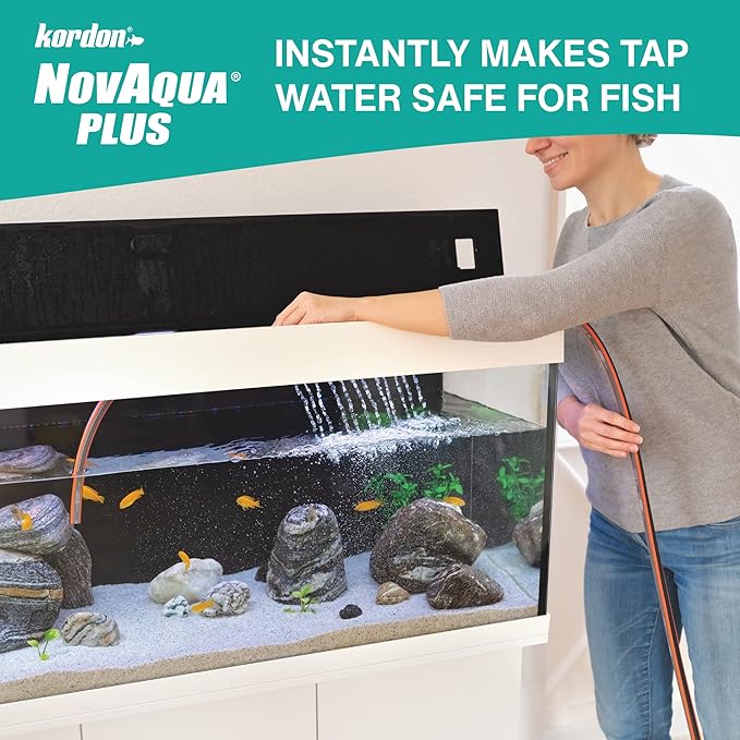 Kordon NOVAQUA Plus - Freshwater & Saltwater Aquarium Water Conditioner – Instantly Detoxifies Chlorine, Chloramines, & Heavy Metals, Replaces Fish Slime Coat, Reduces Fish Stress, 16 Ounces