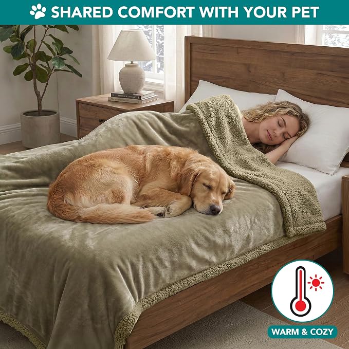 PetAmi Dog Blanket for Small Medium Dogs Cats Puppies Kittens, Soft Sherpa Fleece Pet Blanket Throw, Reversible Plush Couch Cover Protector for Crate Carrier Chair Machine Washable, 40x29, Solid Taupe
