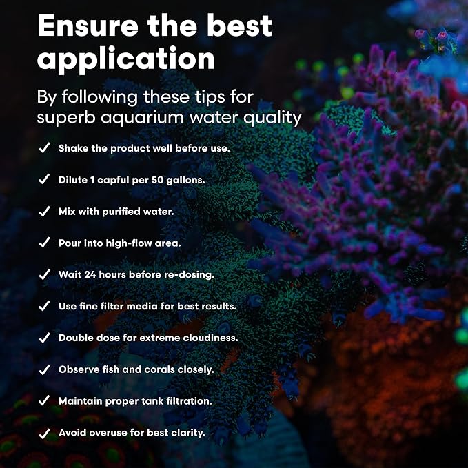 Continuum Aquatics Clarion Marine Water Clarifier for Saltwater Aquariums – Clears Cloudy Water Fast – Reef-Safe Formula – Enhances Filtration & Clarity, 500 ml