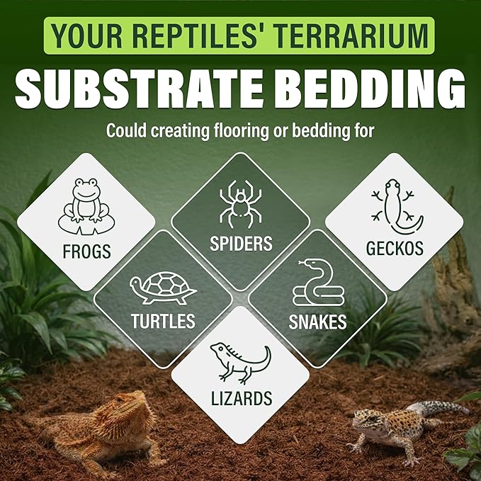 10 Lbs Coconut Fiber Substrate for Reptile Terrarium & Garden Use | Organic Compressed Coconut Coir, Garden Soil Substitute | Terrarium Bedding for Reptile, Snake