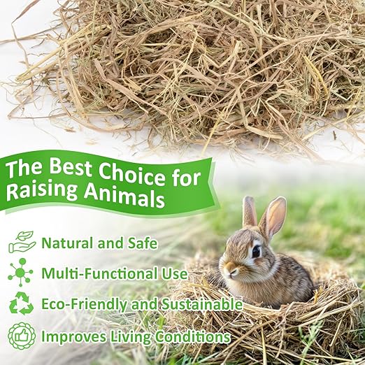 MAQIHAN Natural Straw for Small Animals Bedding- 5.92oz Dry Straw,Garden Straw,Animal Hay Bedding Nest Chaw Toy Bed,Sleeping,Chewing,Nesting and Toys for Rabbits,Bed Mat