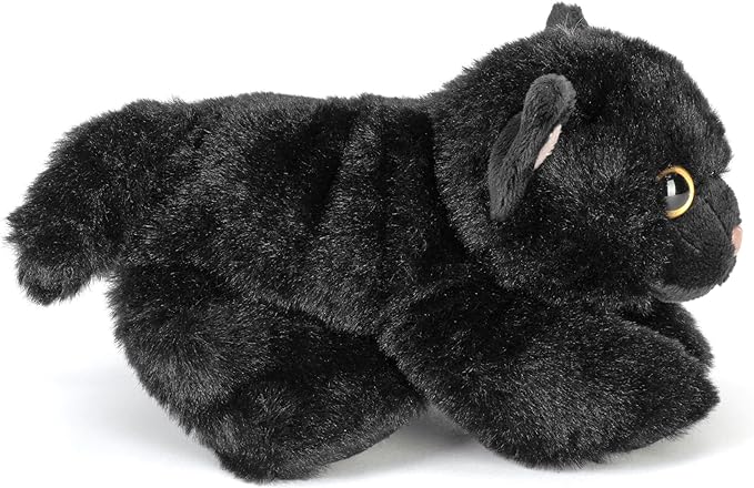 Wild Republic Black Cat Stuffed Animal, Plush Toy, Gifts for Kids, Hug'Ems 7 Inches